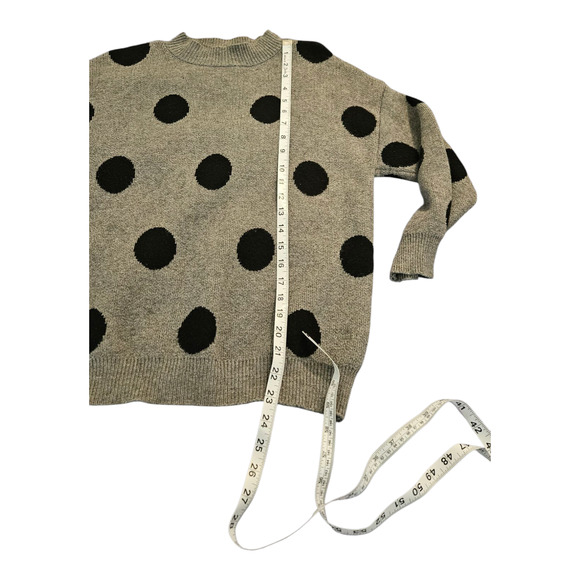 Small Gray and Black Polka Dot Long Sleeve Pullover Sweater - Picture 6 of 7
